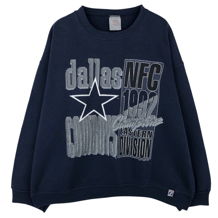 Vintage '90'S Logo Seven NFL Dallas Cowboys Print Sweatshirt, Men's XXL unclear navy blue type Vintage Second Hand