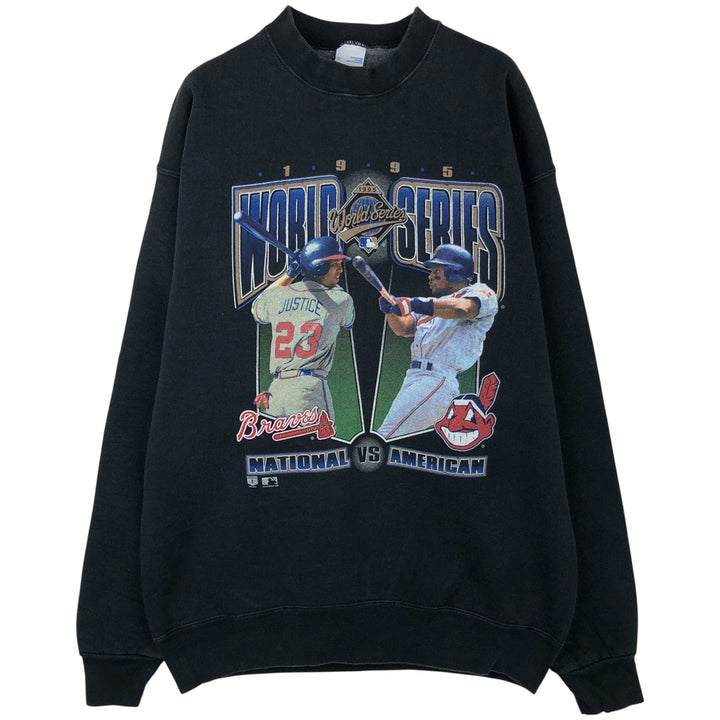 90'S SALEM Atlanta Braves/Cleveland Indians Print Sweatshirt, Men's Size XL cotton black type Vintage Second Hand
