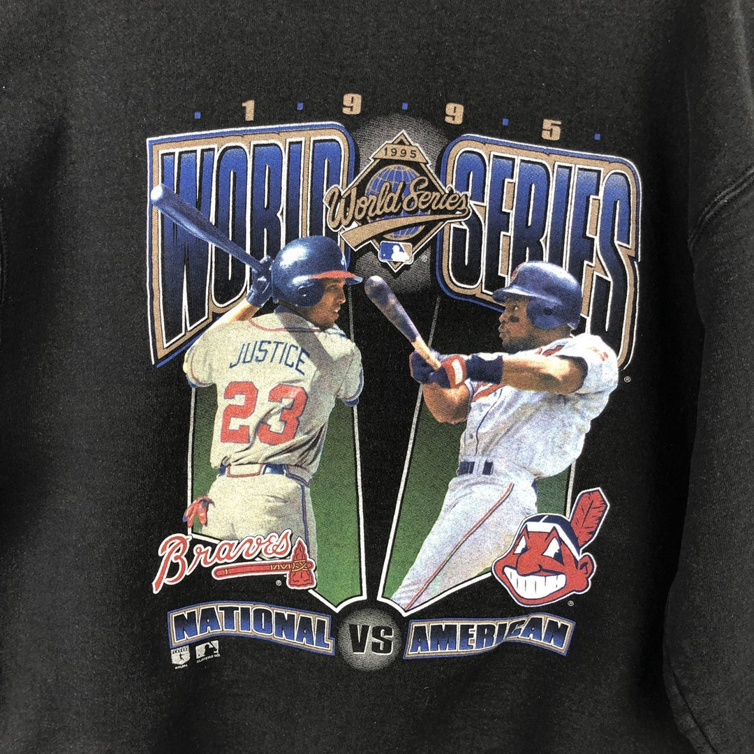 90'S SALEM Atlanta Braves/Cleveland Indians Print Sweatshirt, Men's Size XL cotton black type Vintage Second Hand