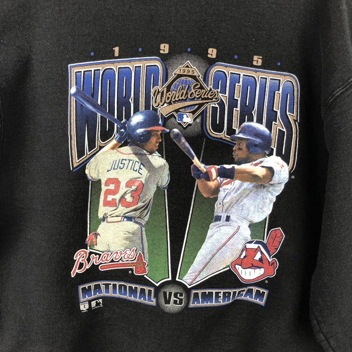 90'S SALEM Atlanta Braves/Cleveland Indians Print Sweatshirt, Men's Size XL cotton black type Vintage Second Hand