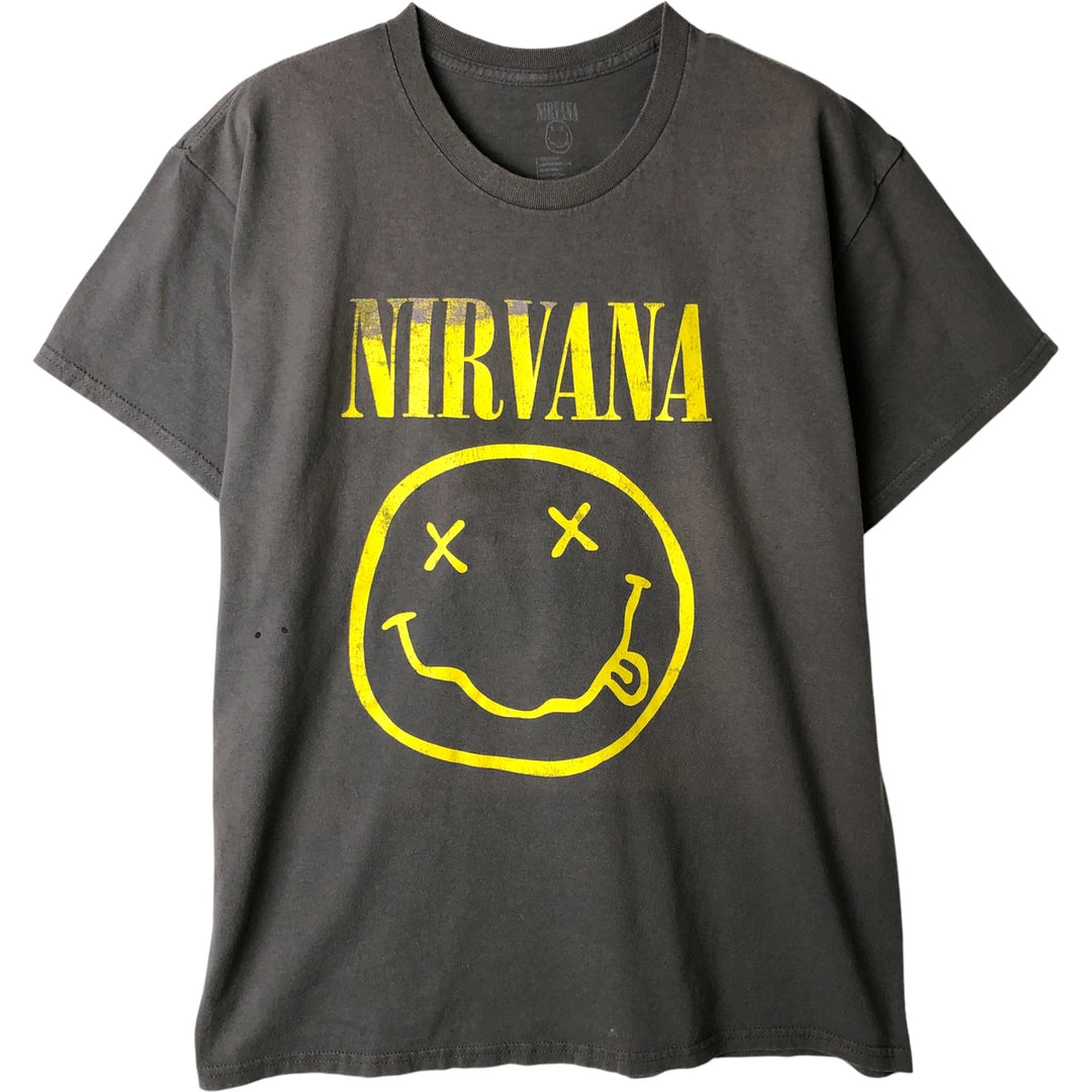NIRVANA Nirvana Band T-shirt, Band T, Men's L size cotton Charcoal Vintage Second Hand