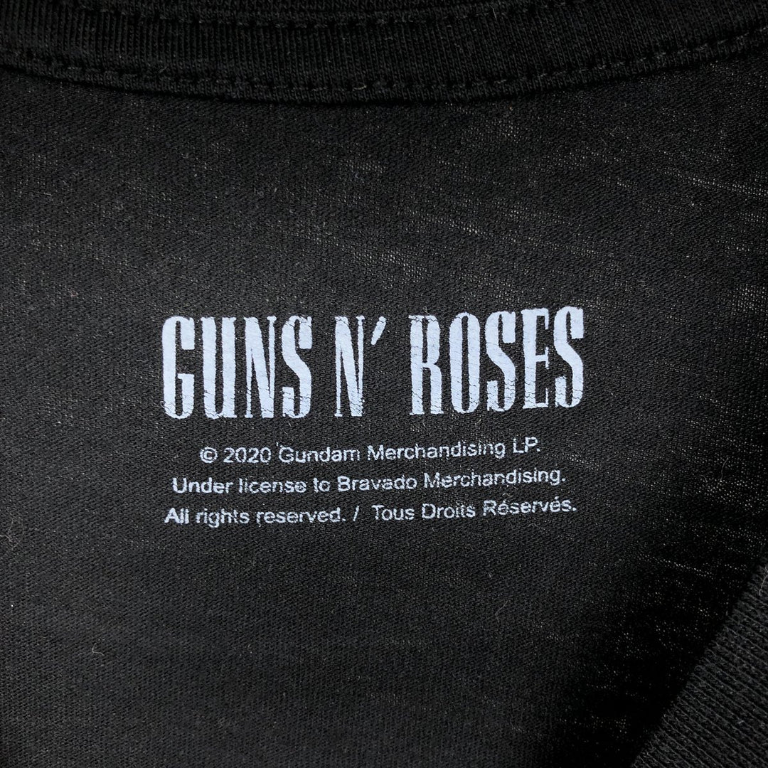 GUNS N' ROSES Skull Pattern Band T-shirt, Men's XL size cotton black type Vintage Second Hand