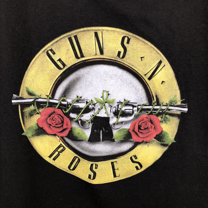 GUNS N' ROSES Skull Pattern Band T-shirt, Men's XL size cotton black type Vintage Second Hand