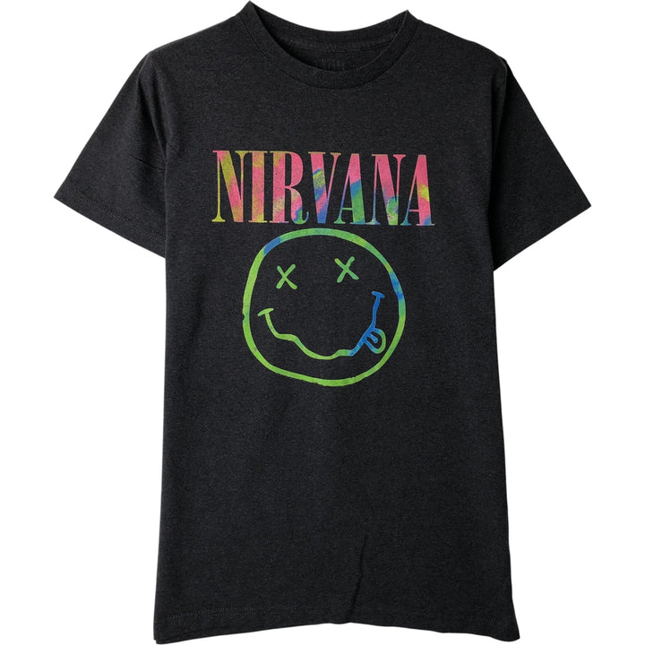 NIRVANA Nirvana Band T-shirt, Band T, Men's L size unclear black type Vintage Second Hand
