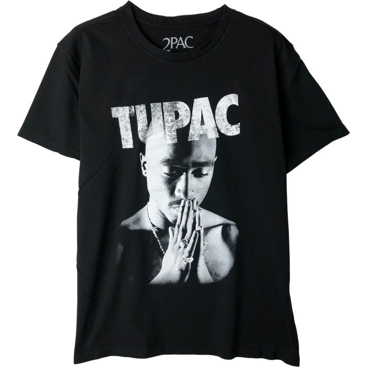 2pac Rap T-shirt, Men's L size cotton black type Vintage Second Hand