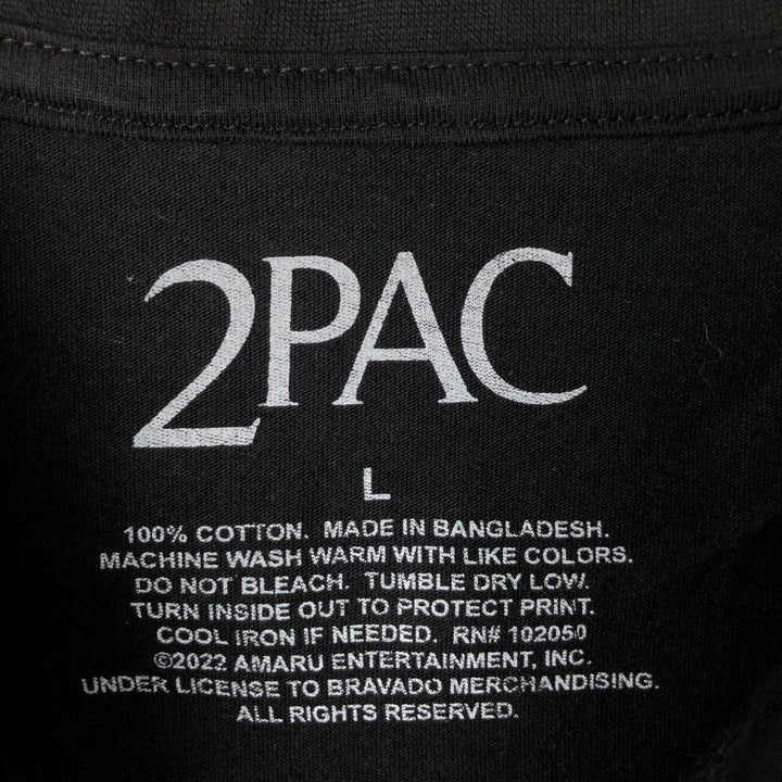 2pac Rap T-shirt, Men's L size cotton black type Vintage Second Hand