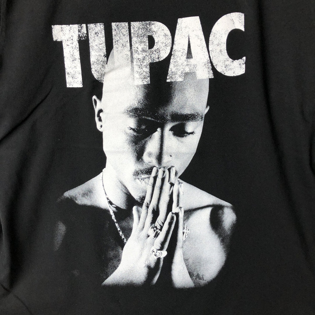 2pac Rap T-shirt, Men's L size cotton black type Vintage Second Hand