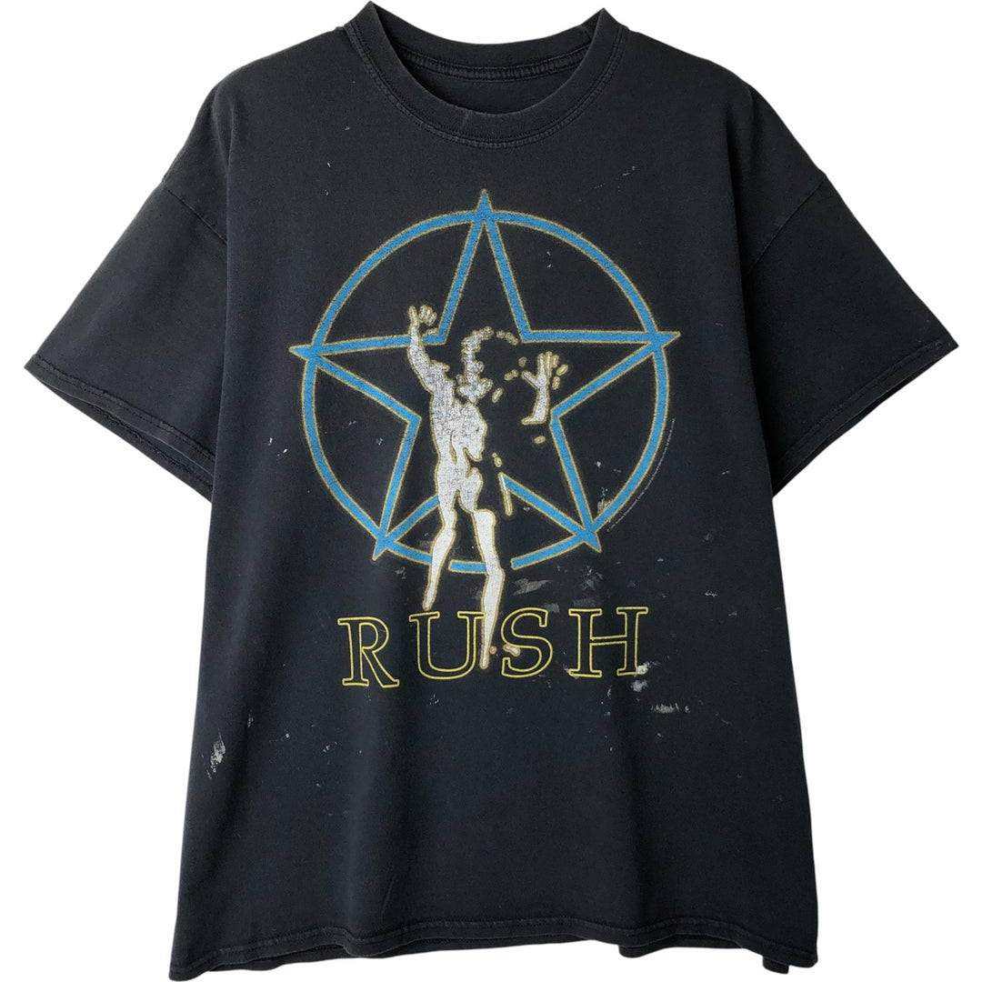 RUSH Rush Paint Band T-Shirt, Men's Size L unclear black type Vintage Second Hand