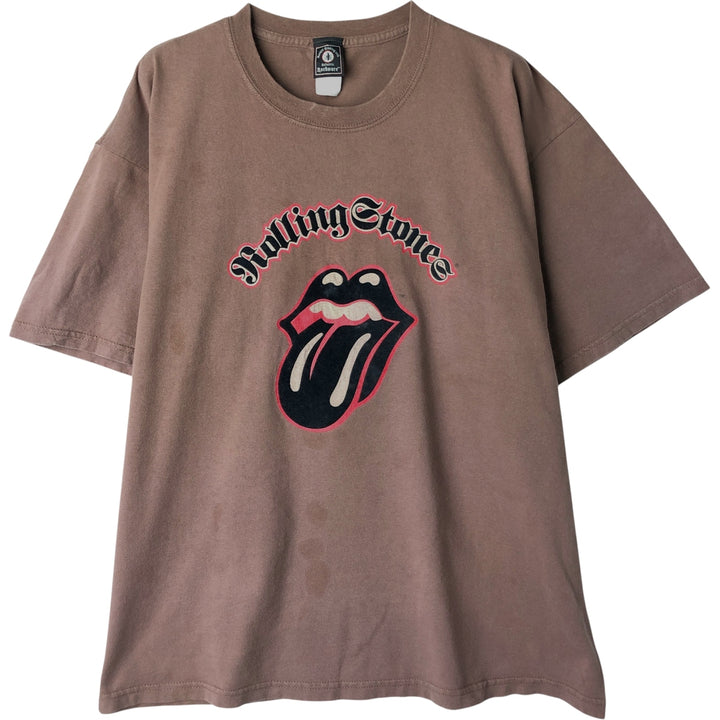 2000'S Authentic Rockware Rolling Stones Flock Print Band T-Shirt, Men's Size XL cotton brown type Vintage Second Hand