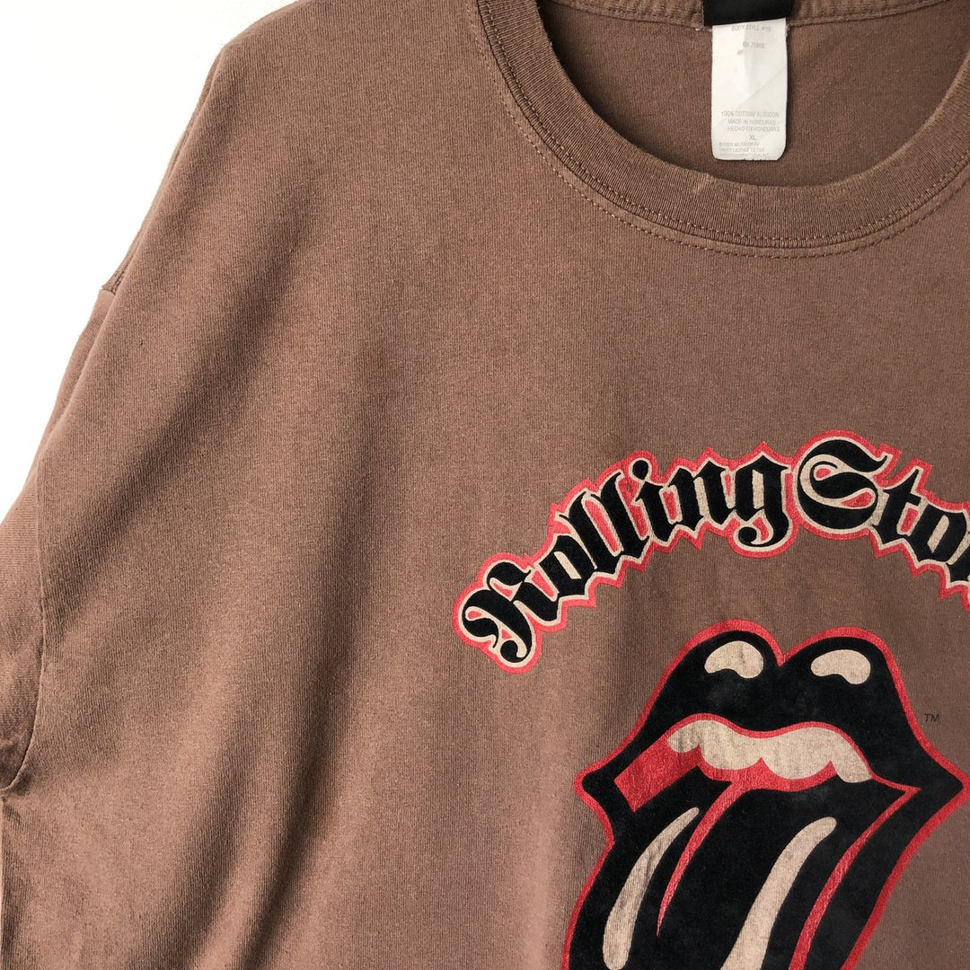 2000'S Authentic Rockware Rolling Stones Flock Print Band T-Shirt, Men's Size XL cotton brown type Vintage Second Hand