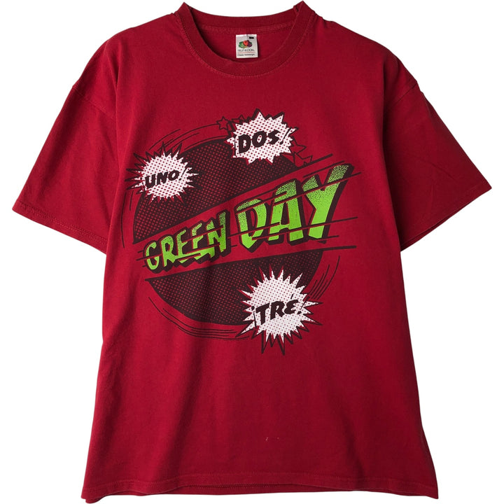 Fruit of the Loom Green Day Band T-Shirt, Men's Size L cotton red type Vintage Second Hand
