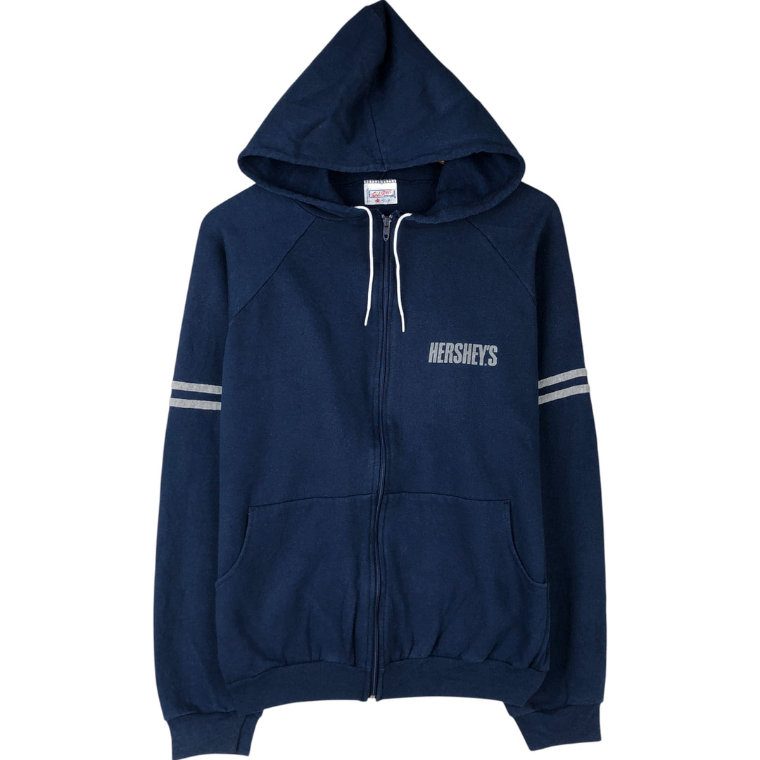 1980'S Third Street Hershey's Advertising Full-Zip Hoodie, Made in USA, Men's Size L, Vintage unclear navy blue type Vintage Second Hand