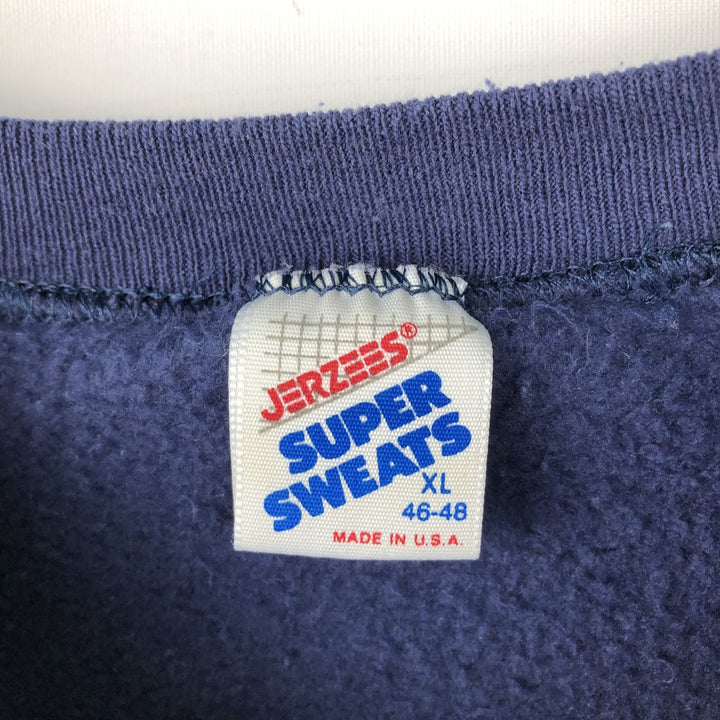 Vintage 80s-90'S Jerzees Super Sweats college sweatshirt, made in the USA, men's size XL cotton navy blue type Vintage Second Hand