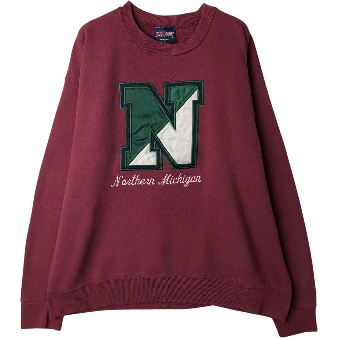 Vintage 80s-90'S Jansport ComfortBlend college sweatshirt, Made in USA, Men's Size L cotton Red type red-purple Vintage Second Hand