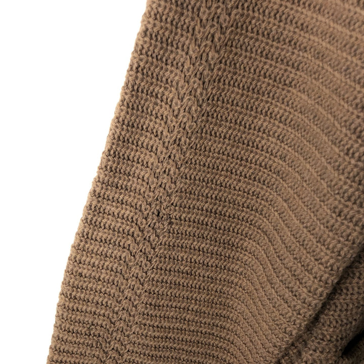 Vintage 1960'S BULKY KNIT striped wool knit cardigan, size M, men's Lamb wool beige type brown Vintage Second Hand