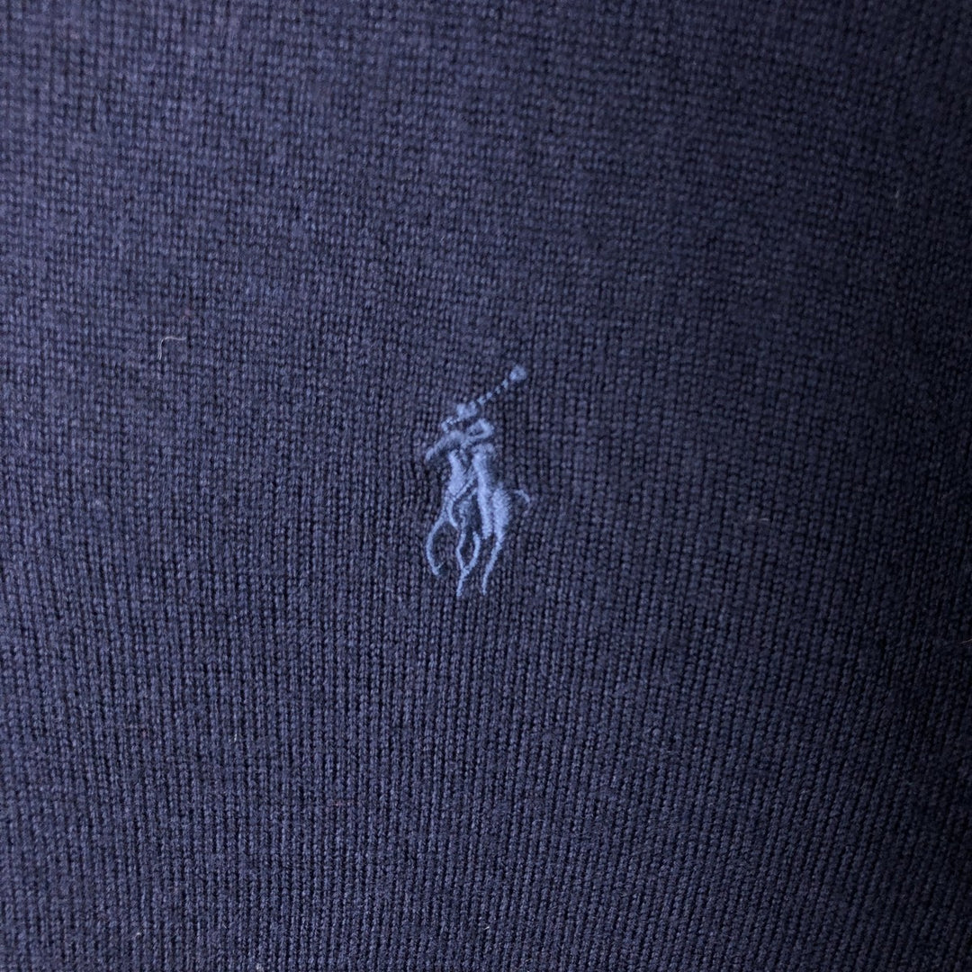 Ralph Lauren POLO RALPH LAUREN merino wool knit sweater, men's size M Merino wool navy blue type Vintage Second Hand
