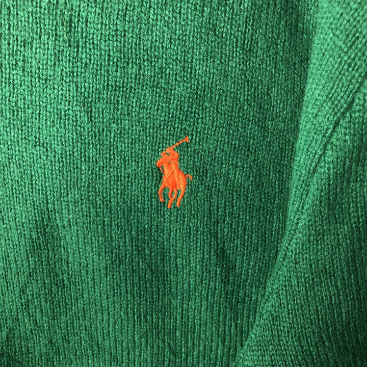 Ralph Lauren POLO by Ralph Lauren V-neck lambswool knit sweater, men's size L Lamb wool green type Vintage Second Hand