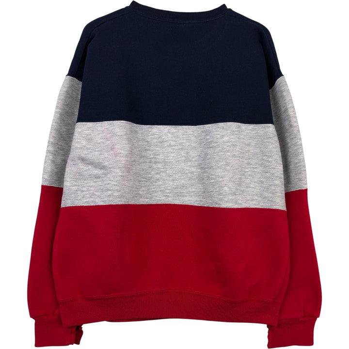 Vintage 90'S BASSETT WALKER striped print sweatshirt, size L, men's unclear navy blue type Vintage Second Hand