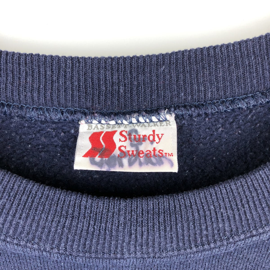 Vintage 90'S BASSETT WALKER striped print sweatshirt, size L, men's unclear navy blue type Vintage Second Hand