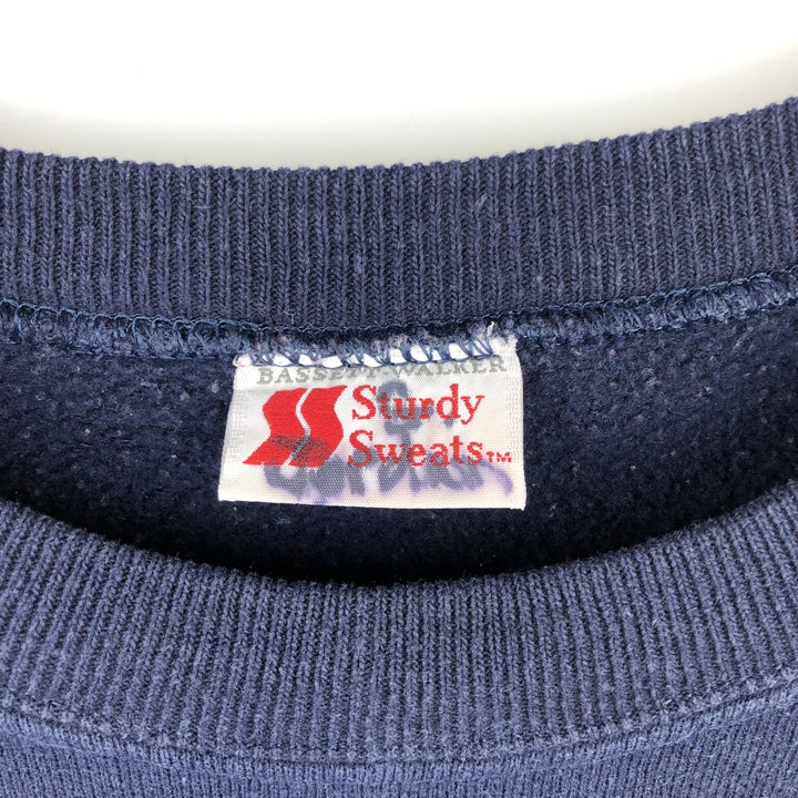 Vintage 90'S BASSETT WALKER striped print sweatshirt, size L, men's unclear navy blue type Vintage Second Hand