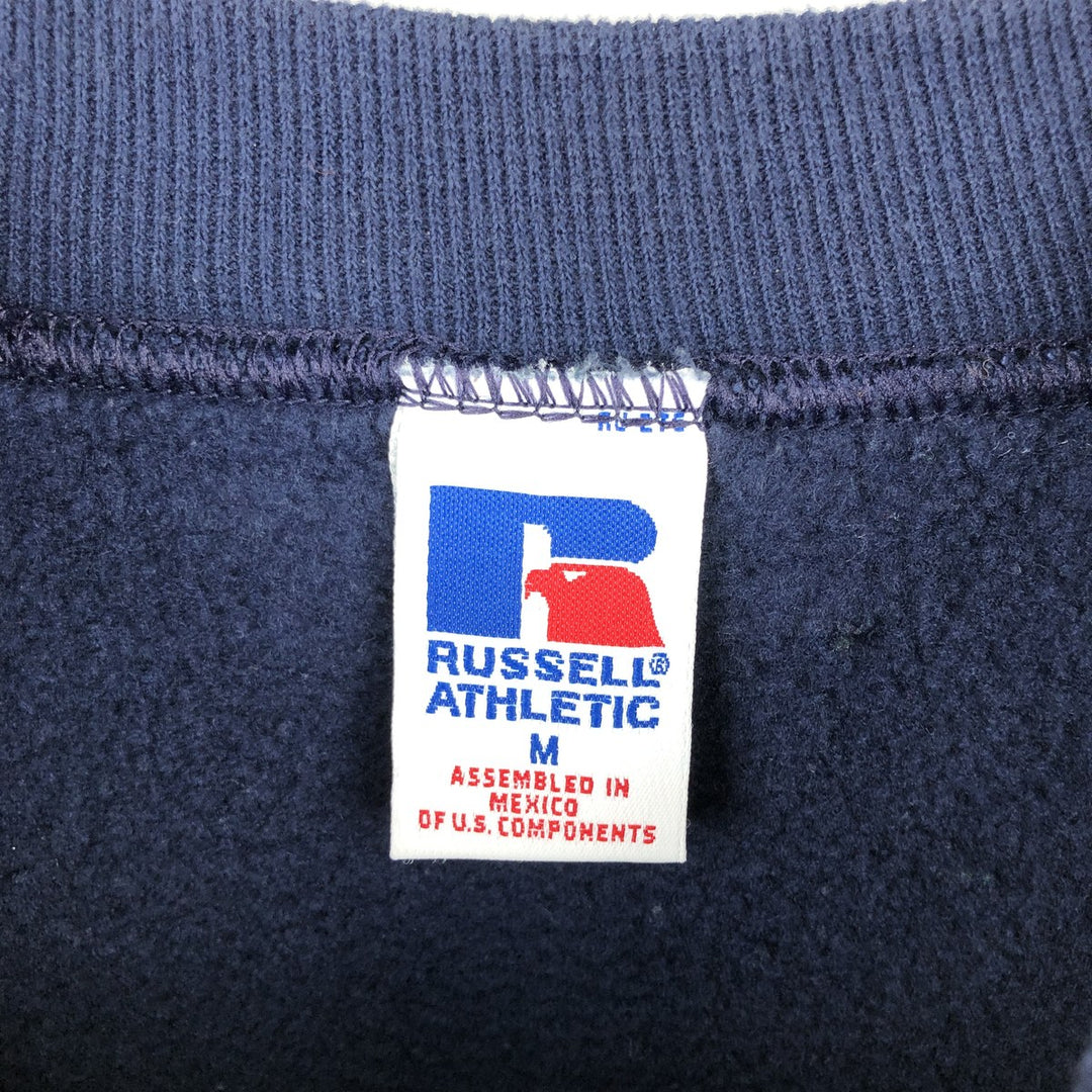 90'S Russell printed sweatshirt, men's size M, vintage cotton navy blue type Vintage Second Hand