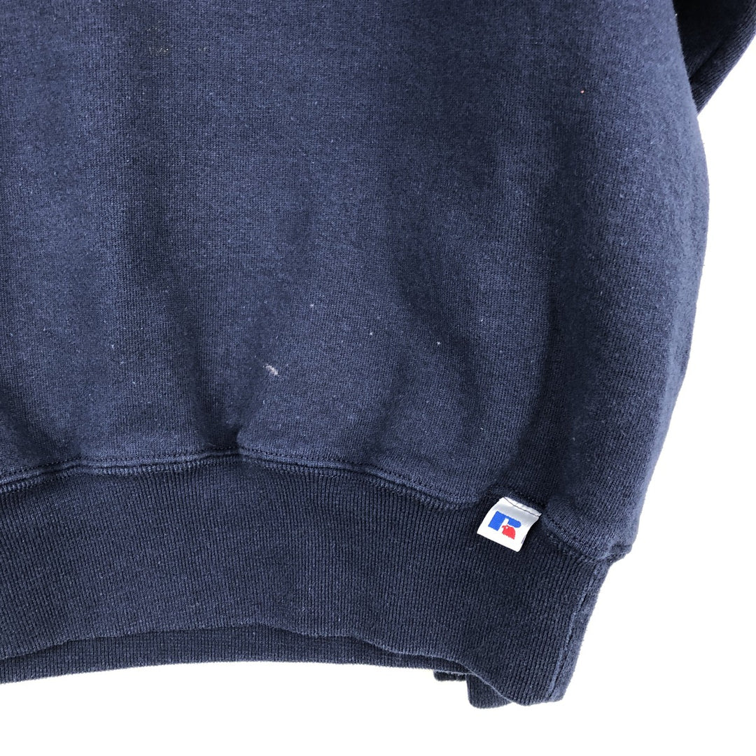 90'S Russell printed sweatshirt, men's size M, vintage cotton navy blue type Vintage Second Hand