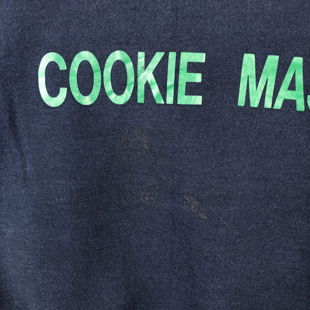 90'S Russell printed sweatshirt, men's size M, vintage cotton navy blue type Vintage Second Hand