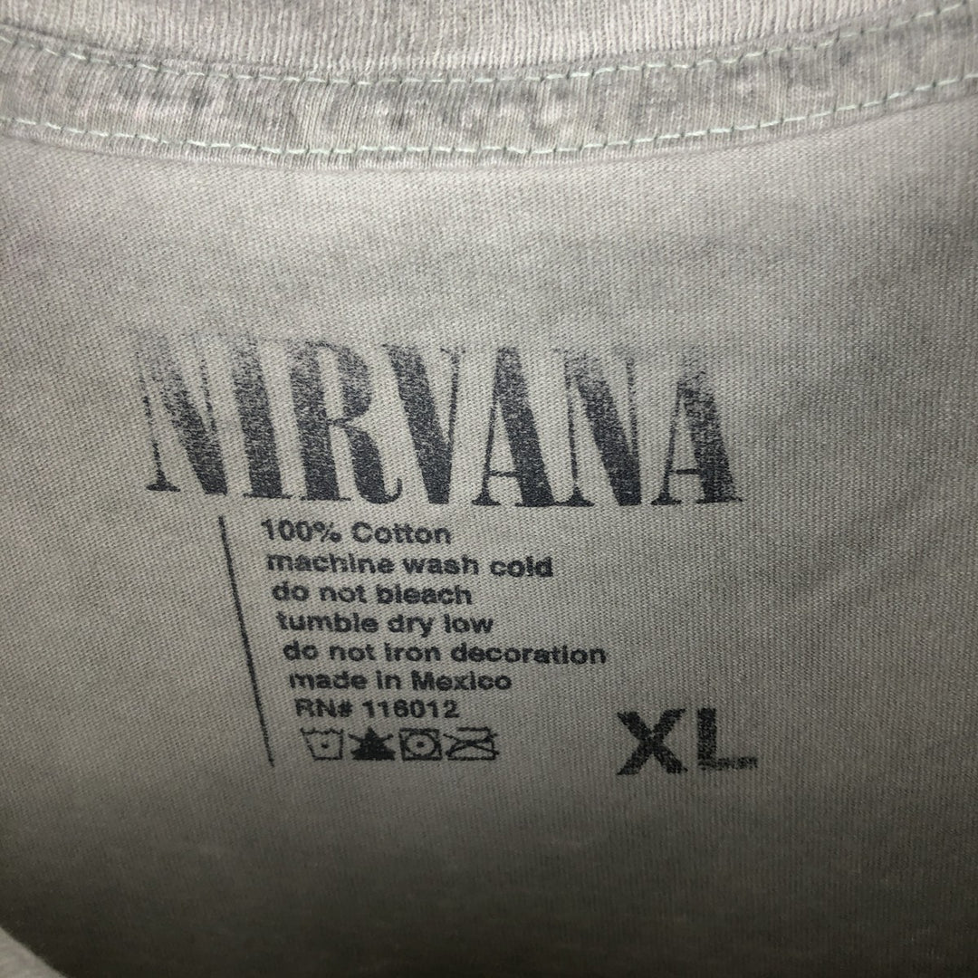 NIRVANA Nirvana Band T-shirt, Band T, Men's XL size cotton gray type Vintage Second Hand