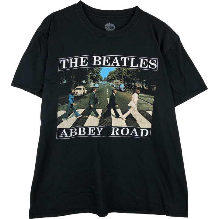 THE BEATLES Band T-shirt, Men's L size unclear black type Vintage Second Hand