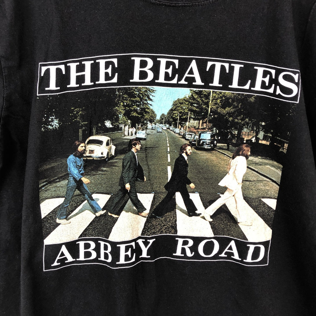 THE BEATLES Band T-shirt, Men's L size unclear black type Vintage Second Hand