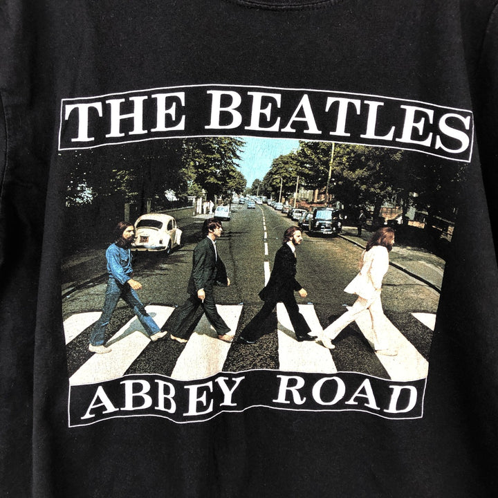 THE BEATLES Band T-shirt, Men's L size unclear black type Vintage Second Hand