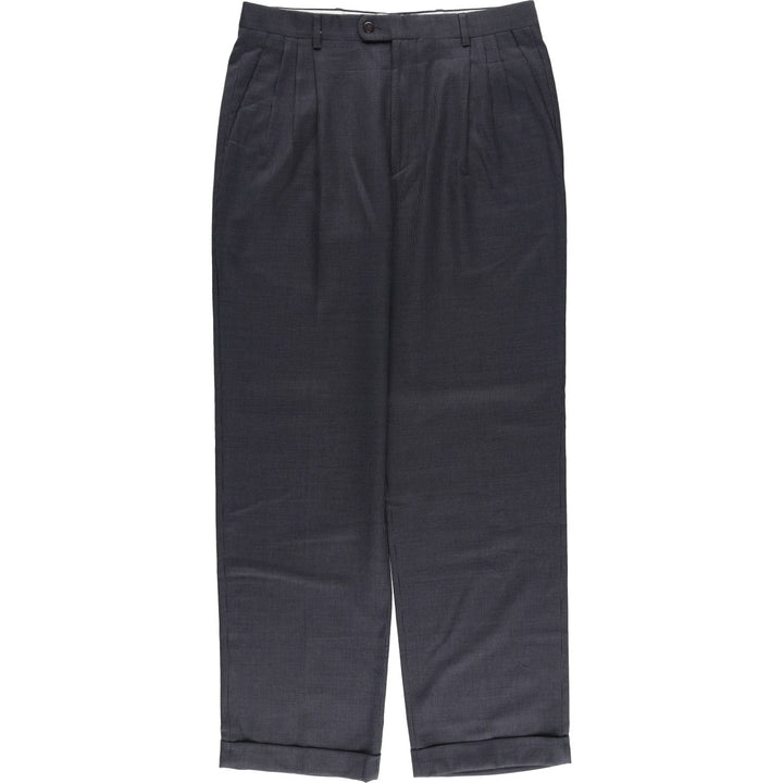 ZANELLA Check Pattern Three-pleat Wool Pants, Made in Italy, Men's Size W33 wool Charcoal Vintage Second Hand