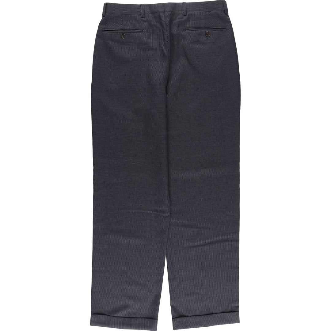 ZANELLA Check Pattern Three-pleat Wool Pants, Made in Italy, Men's Size W33 wool Charcoal Vintage Second Hand