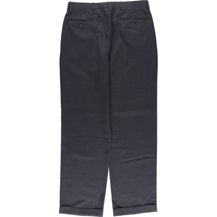 ZANELLA Check Pattern Three-pleat Wool Pants, Made in Italy, Men's Size W33 wool Charcoal Vintage Second Hand