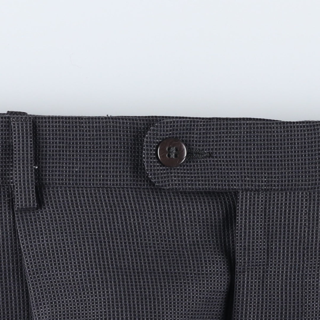 ZANELLA Check Pattern Three-pleat Wool Pants, Made in Italy, Men's Size W33 wool Charcoal Vintage Second Hand