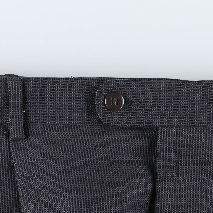 ZANELLA Check Pattern Three-pleat Wool Pants, Made in Italy, Men's Size W33 wool Charcoal Vintage Second Hand