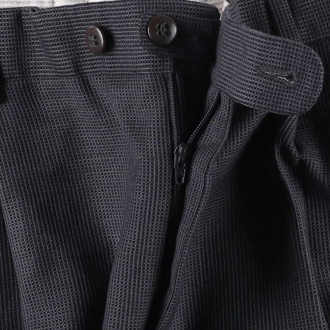 ZANELLA Check Pattern Three-pleat Wool Pants, Made in Italy, Men's Size W33 wool Charcoal Vintage Second Hand