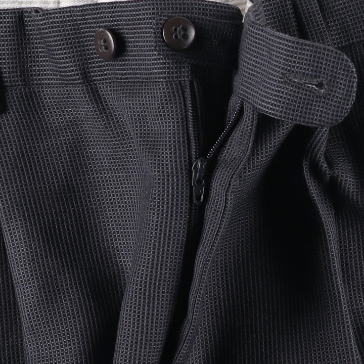 ZANELLA Check Pattern Three-pleat Wool Pants, Made in Italy, Men's Size W33 wool Charcoal Vintage Second Hand