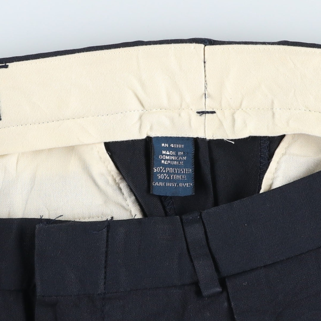 Ralph Lauren POLO by Ralph Lauren two-pleat wide-leg slacks, men's size W35 polyester navy blue type Vintage Second Hand
