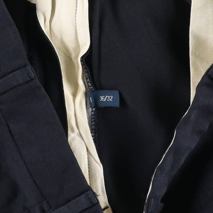 Ralph Lauren POLO by Ralph Lauren two-pleat wide-leg slacks, men's size W35 polyester navy blue type Vintage Second Hand