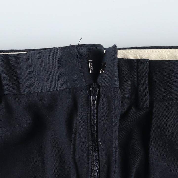 Ralph Lauren POLO by Ralph Lauren two-pleat wide-leg slacks, men's size W35 polyester navy blue type Vintage Second Hand