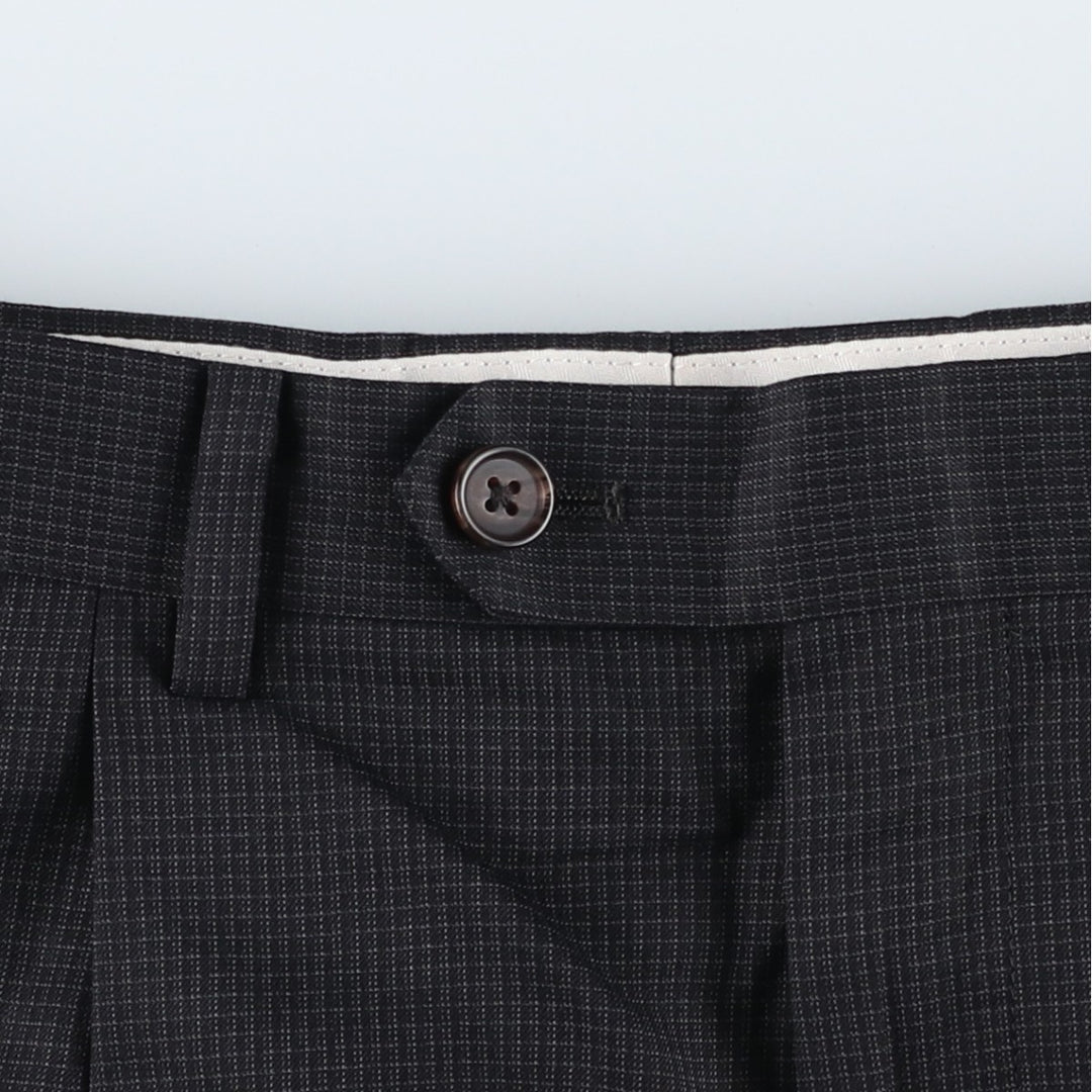 Ralph Lauren RALPH Check Pattern Three-pleat Wide-leg Slacks Men's Size W34 polyester navy blue type Vintage Second Hand