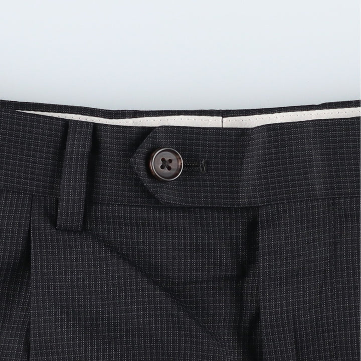 Ralph Lauren RALPH Check Pattern Three-pleat Wide-leg Slacks Men's Size W34 polyester navy blue type Vintage Second Hand