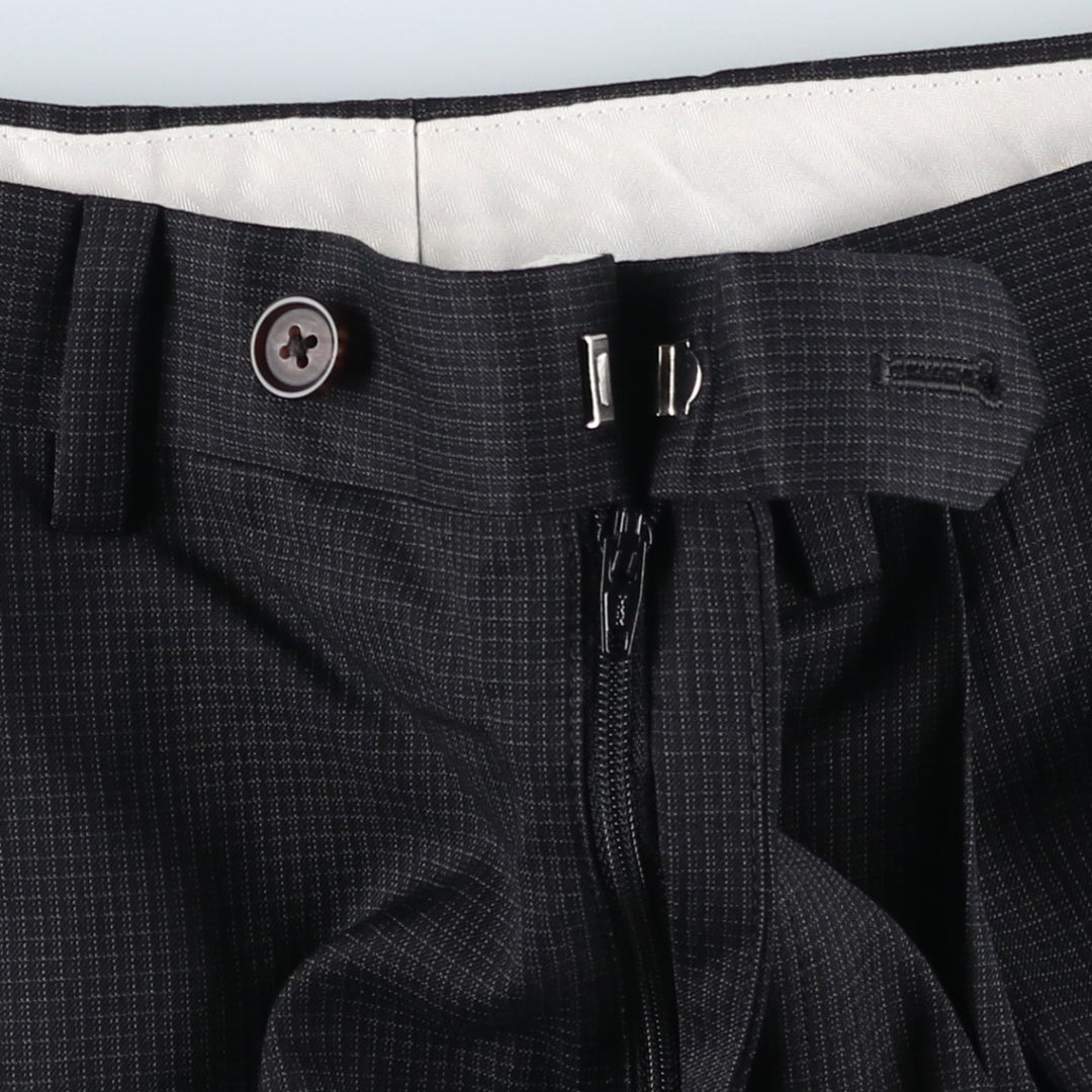 Ralph Lauren RALPH Check Pattern Three-pleat Wide-leg Slacks Men's Size W34 polyester navy blue type Vintage Second Hand