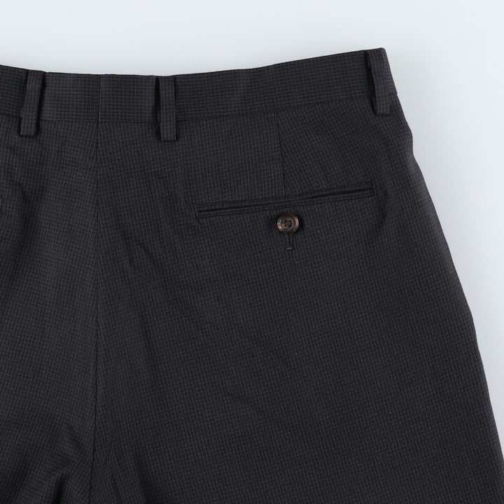 Ralph Lauren RALPH Check Pattern Three-pleat Wide-leg Slacks Men's Size W34 polyester navy blue type Vintage Second Hand