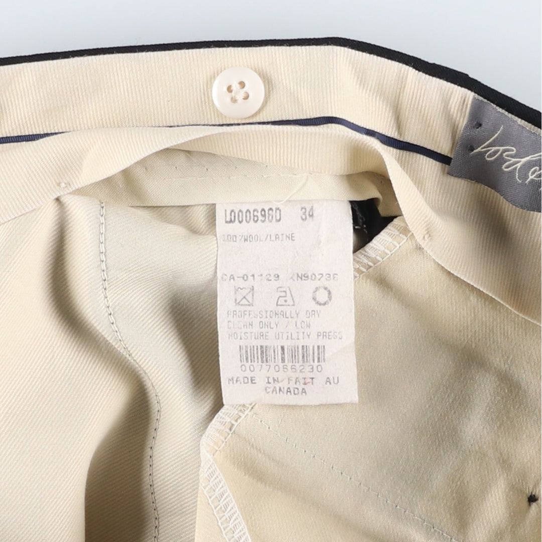 Ralph Lauren CHAPS Chaps, two-pleat wool pants, slacks, made in Canada, men's w34 equivalent wool navy blue type Vintage Second Hand
