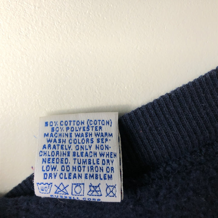 90'S Russell College Sweatshirt, Made in USA, Men's L, Vintage cotton navy blue type Vintage Second Hand