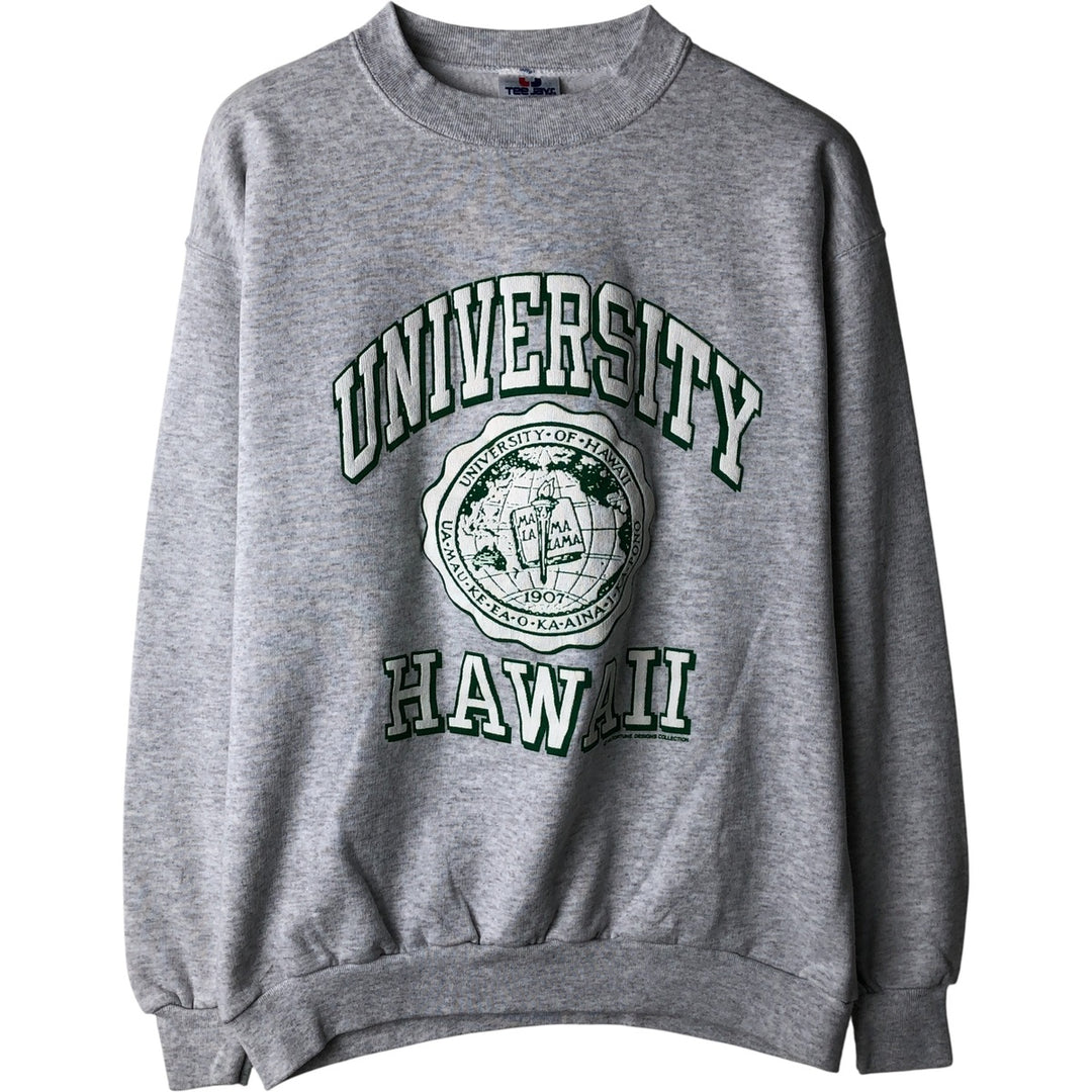 Vintage 90'S Tee Jays triple print college sweatshirt, made in the USA, men's size L polyester gray type Vintage Second Hand