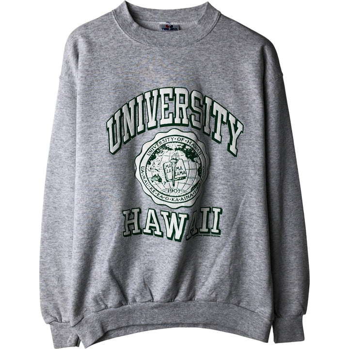 Vintage 90'S Tee Jays triple print college sweatshirt, made in the USA, men's size L polyester gray type Vintage Second Hand