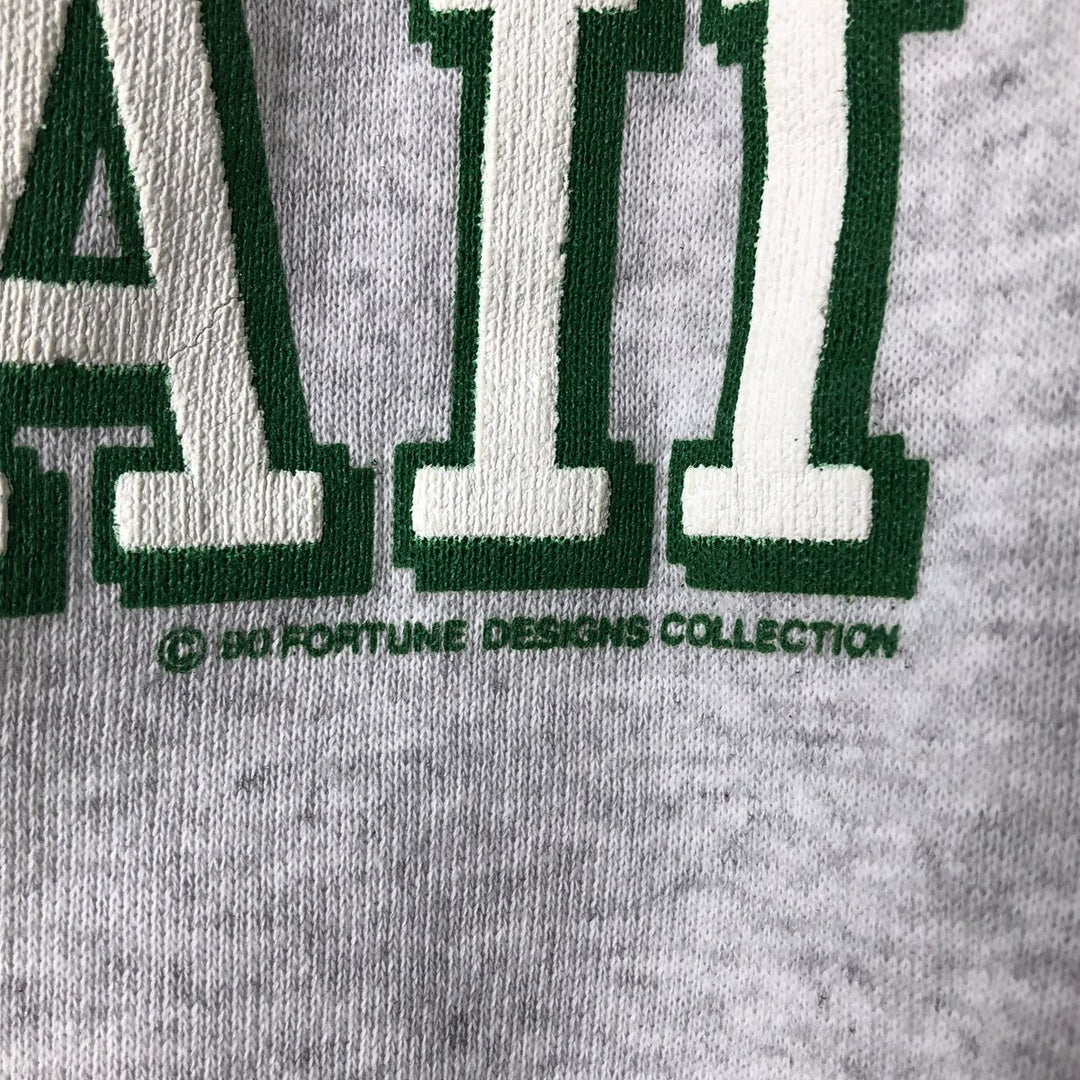 Vintage 90'S Tee Jays triple print college sweatshirt, made in the USA, men's size L polyester gray type Vintage Second Hand